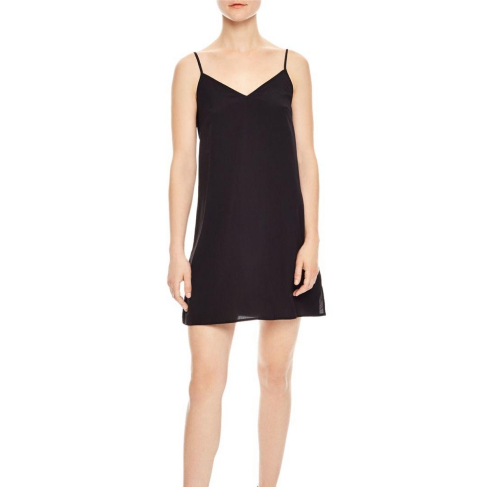 SANDRO Black Row Mini Slip Dress